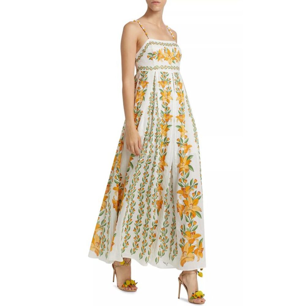 Farm Rio Womens Tropical Lightness Maxi Dress Small Off White - NWT $248 - Picture 2 of 7
